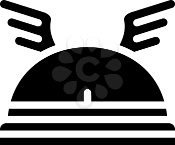 winged viking helmet glyph icon vector. winged viking helmet sign. isolated contour symbol black illustration