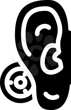 bone conduction hearing aid glyph icon vector. bone conduction hearing aid sign. isolated contour symbol black illustration
