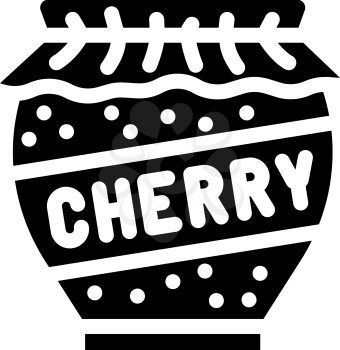 cherry jam home preservation canned food glyph icon vector. cherry jam home preservation canned food sign. isolated contour symbol black illustration