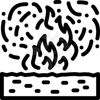 burning field peat line icon vector. burning field peat sign. isolated contour symbol black illustration