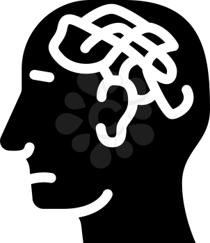 confused thoughts glyph icon vector. confused thoughts sign. isolated contour symbol black illustration