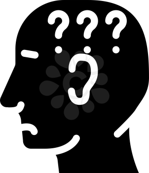 question neurosis glyph icon vector. question neurosis sign. isolated contour symbol black illustration