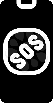 sos button on smartphone screen when neurosis glyph icon vector. sos button on smartphone screen when neurosis sign. isolated contour symbol black illustration