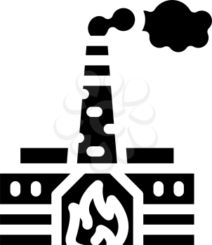 thermal power plant peat glyph icon vector. thermal power plant peat sign. isolated contour symbol black illustration