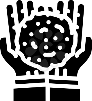 hands holding peat glyph icon vector. hands holding peat sign. isolated contour symbol black illustration