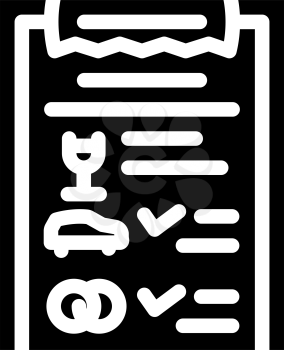 checklist wedding organization glyph icon vector. checklist wedding organization sign. isolated contour symbol black illustration