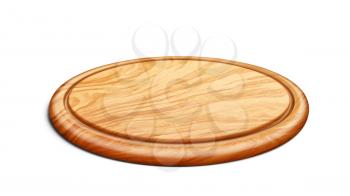 Pizza Board Accessory For Delicious Food Vector. Round Wooden Pizza Board In Circular Form Tray For Tasty Fresh Cooked Dish. Tablecloth Desk For Meal Template Realistic 3d Illustration