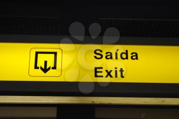 Royalty Free Photo of an Exit Sign at an International Airport