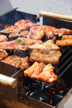 Royalty Free Photo of Grilled Meat on a Barbecue