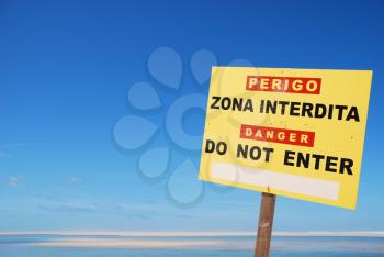 Royalty Free Photo of a Do Not Enter Sign at a Beach