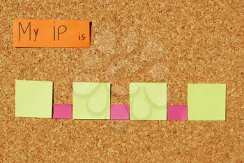 Royalty Free Photo of an Concept of an IP Address on a Corkboard