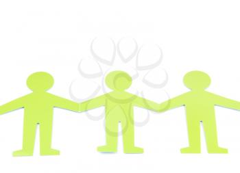 Royalty Free Photo of Green Figures Holding Hands