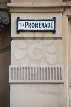 Royalty Free Photo of an Antique Promenade Sign in Cheltenham, England