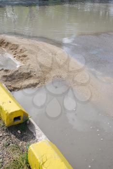 Royalty Free Photo of a Flooded Road Construction Site