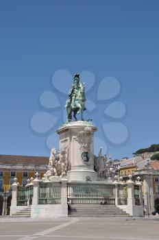 Royalty Free Photo of the Statue of King José I, in Terreiro do Paço in Lisbon, Portugal