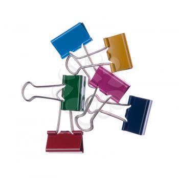 Royalty Free Clipart Image of Colored Binder Clips