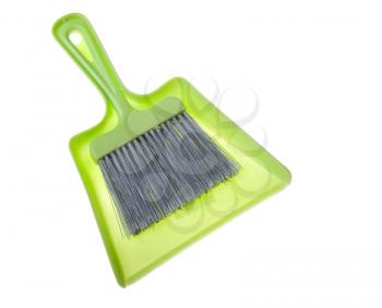 Royalty Free Photo of a Green Dustpan and Brush