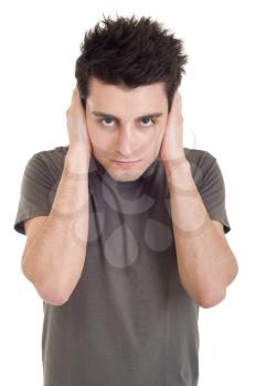 Royalty Free Photo of a Man  Covering His Ears