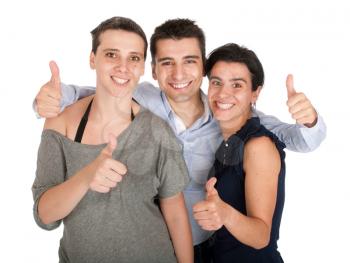 Royalty Free Photo of Smiling Brother and Sisters Showing Thumbs Up