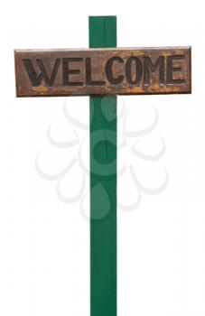 Royalty Free Photo of a Wooden Welcome Sign