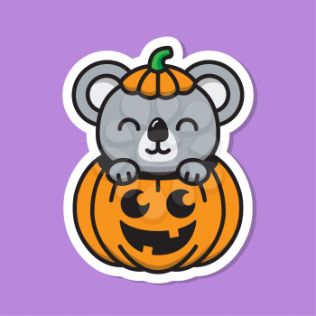 Royalty-Free clipart illustration of a koala bear inside of a pumpkin