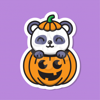 Royalty-free clipart illustration of a panda inside of a pumpkin