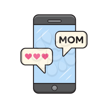 Royalty-Free Clipart Image of a Phone with Messages to Mom
