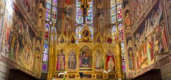 FLORENCE, ITALY, OCTOBER 26, 2015 : interiors and architectural details of Santa Croce basilica, october 26, 2015 in Florence, Italy