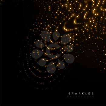 golden sparkles flowing glitter wavy lines background