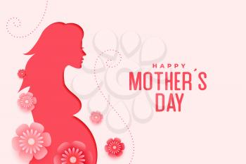 mothers day greeting with pregnant women and flowers