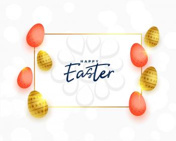 beautiful happy easter invitation greeting with eggs decoration
