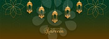 beautiful ramadan kareem golden arabic style banner design