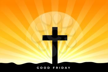 good friday blessing background with cross and sun rays