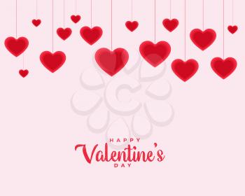 happy valentines day love background with hanging hearts