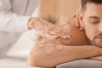 Man having massage in spa salon, closeup�