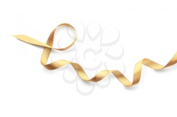 Beautiful golden ribbon on white background�