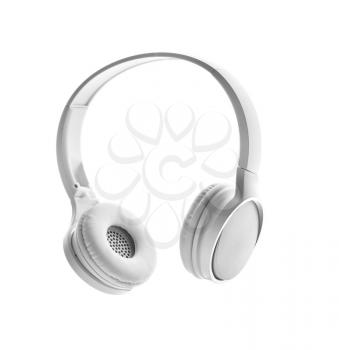 Modern headphones on white background�