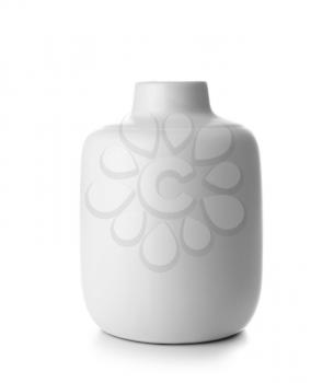 Beautiful ceramic vase on white background�