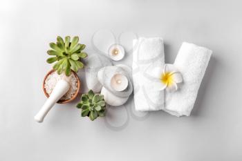 Beautiful spa composition on light background�