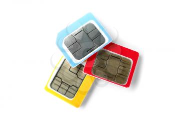 Different sim cards on white background�