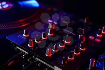 Modern DJ mixer, closeup�
