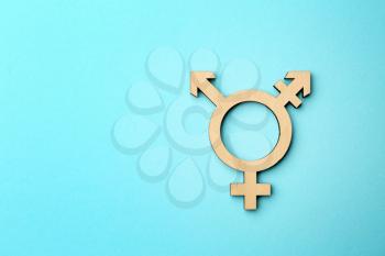 Symbol of transgender on color background�
