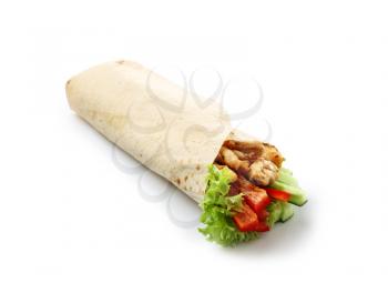 Tasty doner kebab on white background�