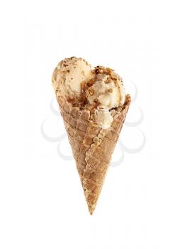 Tasty ice cream on white background�