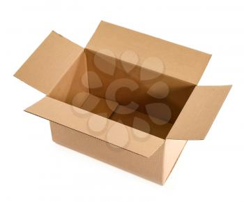 Open cardboard box on white background�
