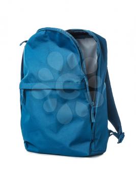 Empty school backpack on white background�