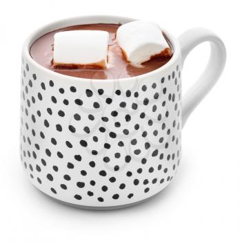 Cup of hot chocolate with marshmallows on white background�