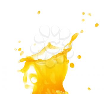 Splash of fresh orange juice on white background�