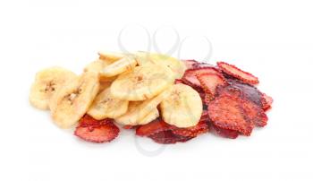 Different dried fruits on white background�