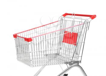 Empty shopping cart on white background�